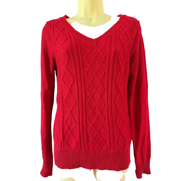 SO Red Sparkle V-Neck Sweater Size Large Holiday Winter Preppy Y2K - Picture 2 of 7